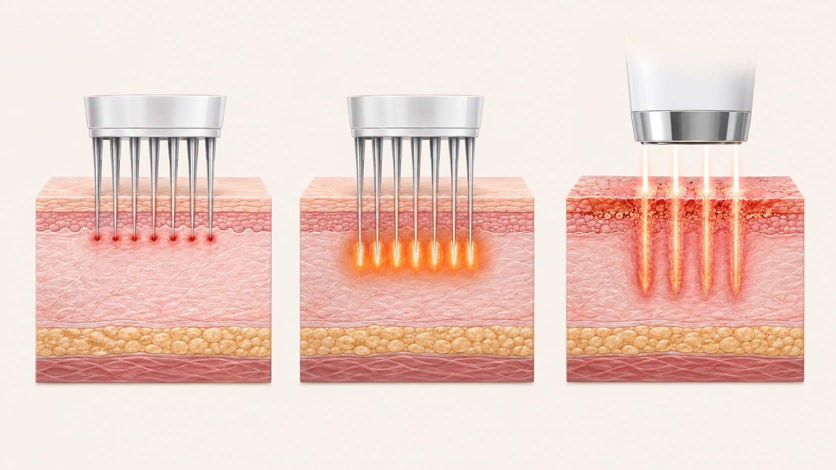 Razlika med klasičnim "pen", RF microneedlingom in laserjem
